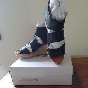 Corso Como Joyce Black Wedge Espadrille Sandals